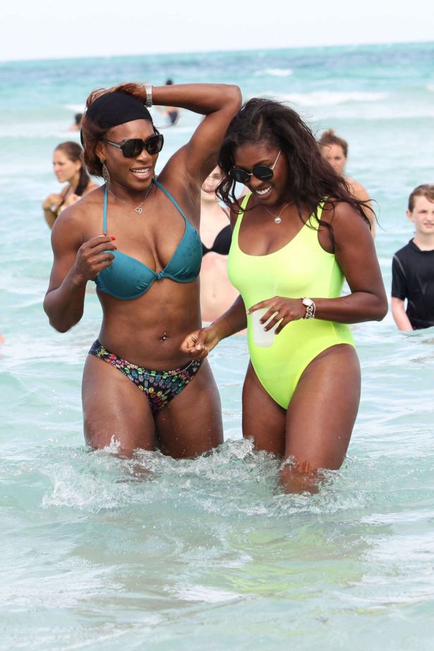 Serena Williams On Vacation At Miami Beach