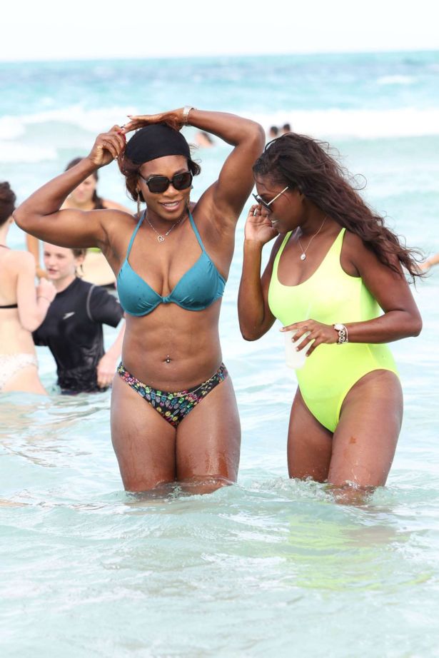 Serena Williams On Vacation At Miami Beach